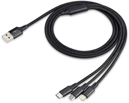 3 in 1 Flätad USB Kabel 2M 2