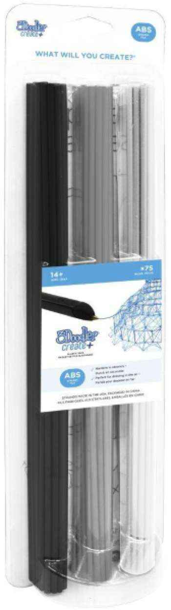 3Doodler Create+ ABS Mixed 75-Pack (Black, Grey, White)