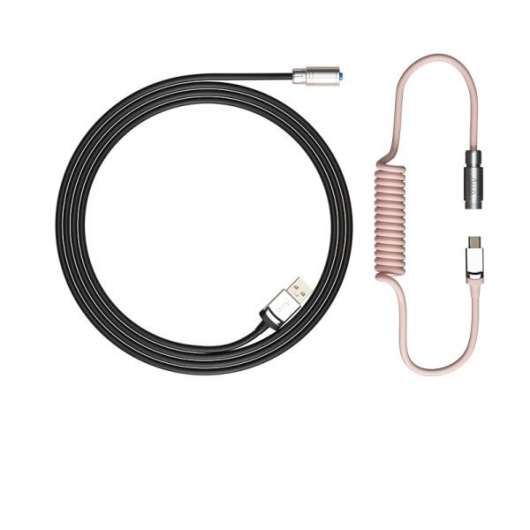 Akko Coiled Aviator Cable V2 - Black&Pink