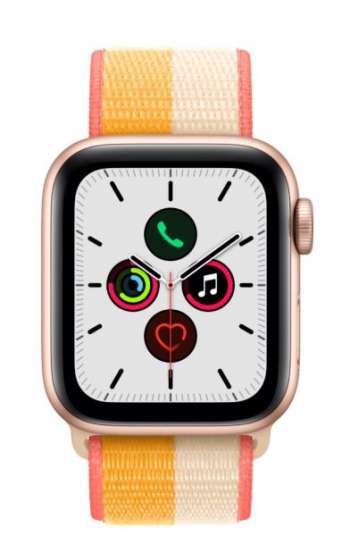 Apple Watch SE - 40mm / GPS + Cellular / Gold Aluminium Case / Maize/White Sport Loop