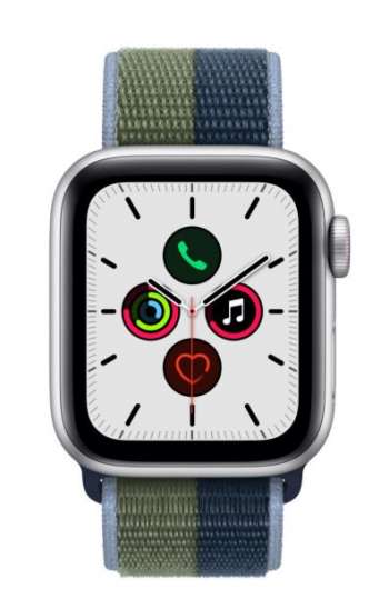 Apple Watch SE - 40mm / GPS + Cellular / Silver Aluminium Case / Abyss Blue/Moss Green Sport Loop