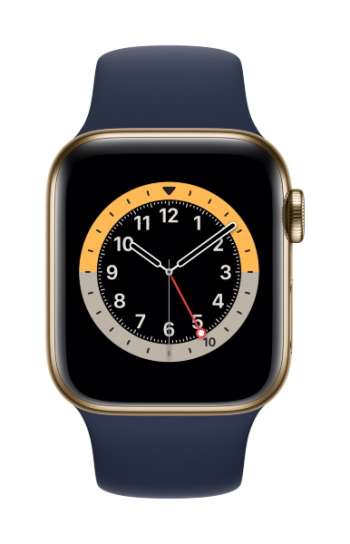 Apple Watch Series 6  - 40mm / GPS + Cellular /  Gold Stainless Steel Case / Deep Navy Sport Band