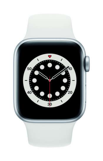 Apple Watch Series 6 - 40mm / GPS + Cellular / Silver Aluminium Case / White Sport Band