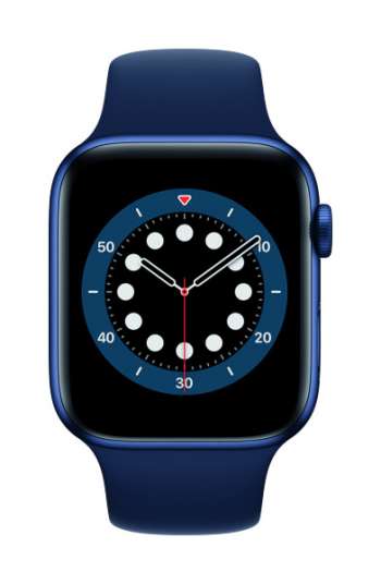 Apple Watch Series 6 - 44mm / GPS + Cellular / Blue Aluminium Case / Deep Navy Sport Band