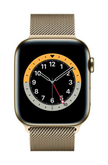 Apple Watch Series 6 - 44mm / GPS + Cellular / Gold Stainless Steel Case / Gold Milanese Loop
