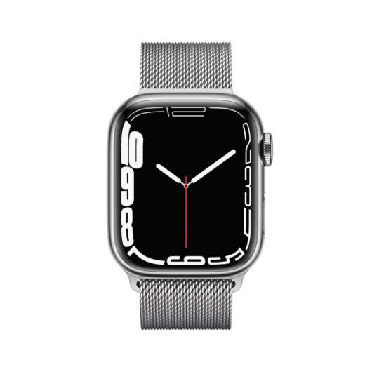 Apple Watch Series 7 - 41mm / GPS + Cellular / Silver Stainless Steel Case / Silver Milanese Loop