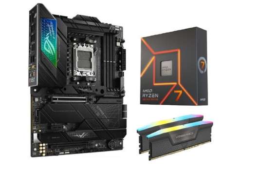 ASUS ROG STRIX X670E-F GAMING WIFI + AMD Ryzen 9 7700X + Corsair Vengeance RGB 32GB