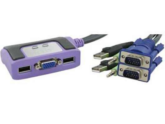 Aten 2-Port KVM-Switch 1 konsol styr 2 datorer USB inkl.kablar