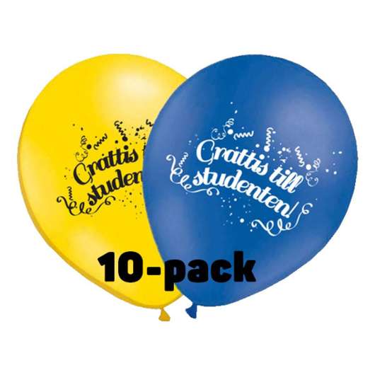 Ballonger Grattis till Studenten - 10-pack