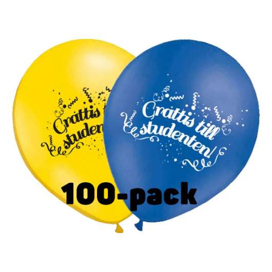 Ballonger Grattis till Studenten! - 100-pack