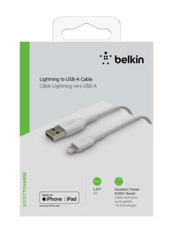 Belkin - Lightning till USB-A kabel, 1 meter - Vit