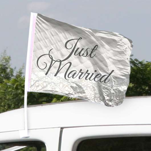 Bilflagga Just Married - 2-pack