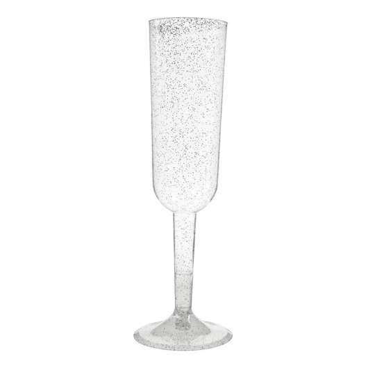Champagneglas i Plast Silver Glitter - 4-pack