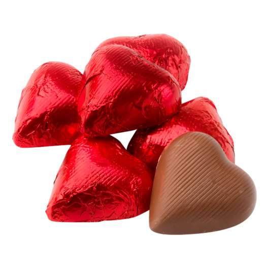 Chokladhjärtan i Röd Folie Storpack - 1000 gram