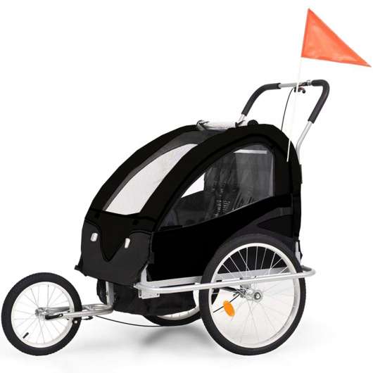 Cykelvagn/barnvagn 2-i-1 | 2 säten | Lastkapacitet 40kg | Hopfällbar