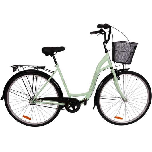 Damcykel 28" | 3 växlar | Cykelkorg | Shopper - Pistasch