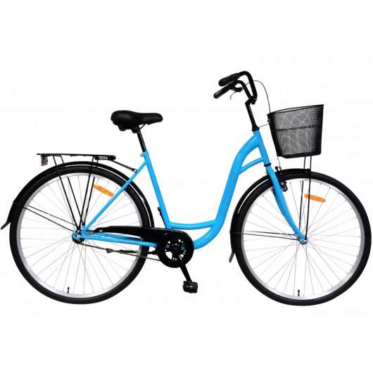 Damcykel 28" | Enväxlad | Cykelkorg | Shopper - Blå