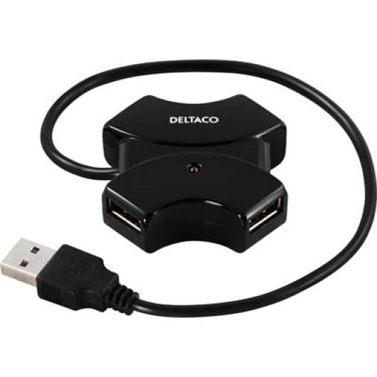 Deltaco 4-Portar USB Hub Mini - Svart (USB 2.0)