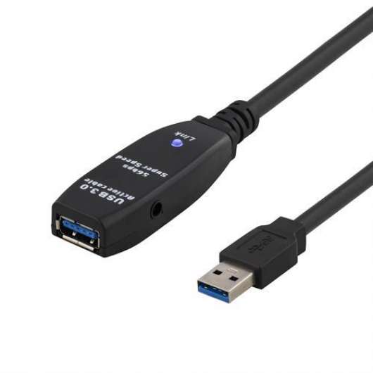 Deltaco aktiv USB 3.0-förlängningskabel - 5m