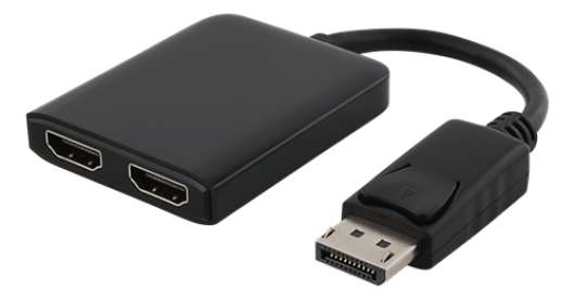 DELTACO DisplayPort - 2xHDMI MST-hubb, 3840x2160 i 30Hz, svart