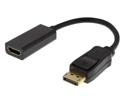 DELTACO DisplayPort hane till HDMI hona adapter, DisplayPort dual-mode (DP++), guldpläterad, 3840x21
