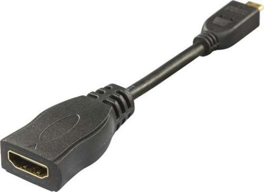 Deltaco HDMI-adapter, Micro HDMI hane HDMI hona 0.1m - Svart