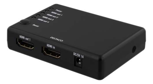 Deltaco HDMI Splitter 1 input - 4 output