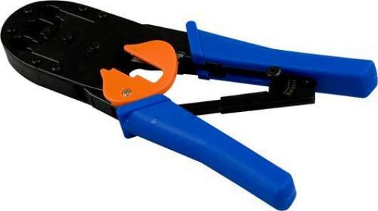 Deltaco Modularverktyg för 4/6/8-pin med avbitare/avskalare, metall/plast, blå/svart/orange