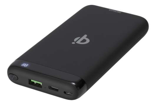 Deltaco Trådlös Powerbank med snabbladdning Qi, 1x USB-A snabbladdning, 1x USB-C PD, 10000 mAh, 37 W