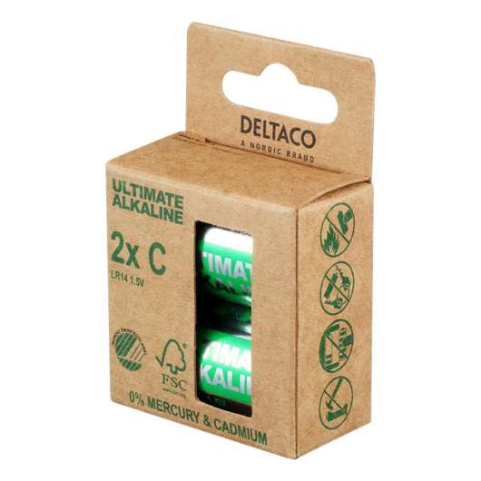 Deltaco Ultimate Alkaline Batterier - 2-pack LR14