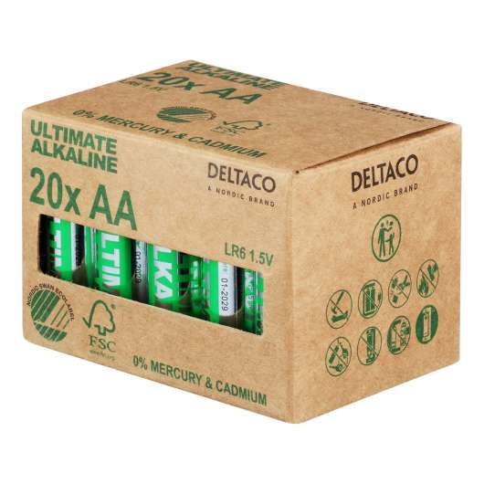Deltaco Ultimate Alkaline Batterier - 20-pack AA