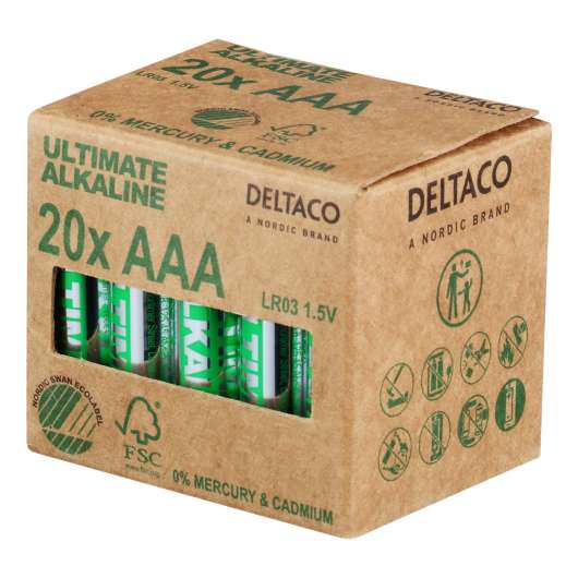 Deltaco Ultimate Alkaline Batterier - 20-pack AAA