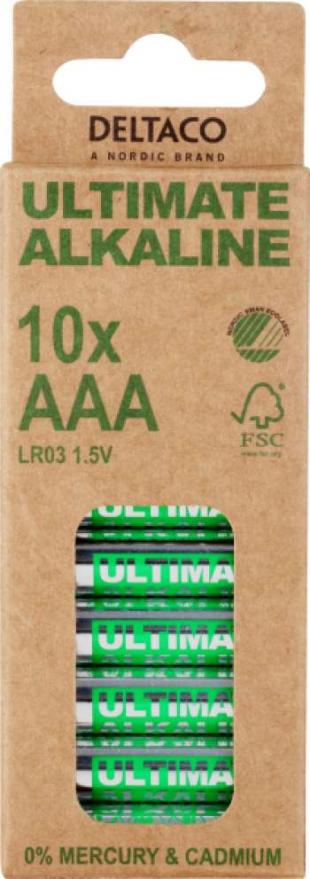 DELTACO Ultimate Alkaline batterier LR03/AAA - 10-pack