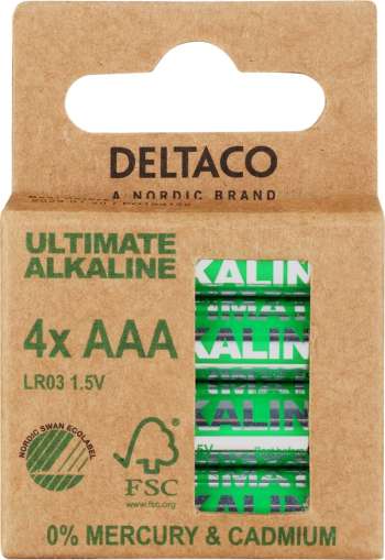 DELTACO Ultimate Alkaline batterier LR03/AAA - 4-pack
