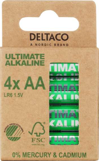 DELTACO Ultimate Alkaline batterier LR6/AA -  4-pack