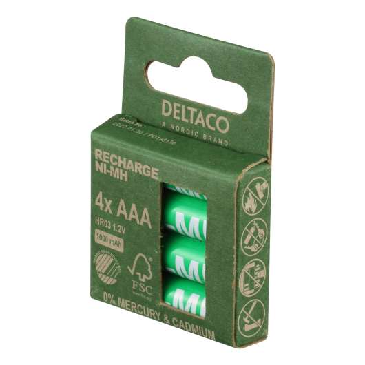 Deltaco Ultimate Ni-Mh Laddningsbara Batterier - 4-pack AAA