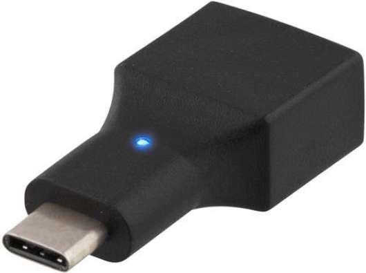 Deltaco USB 2.0 adapter, Typ C - Typ A ho, svart