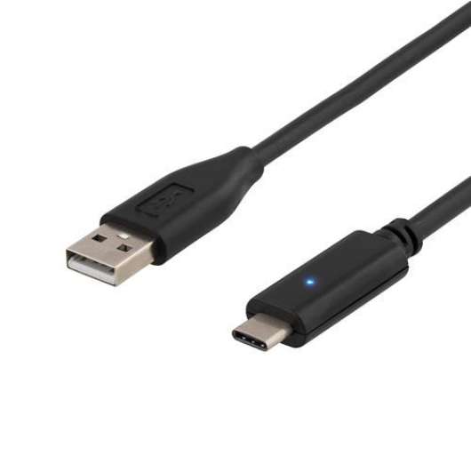 Deltaco USB 2.0 kabel, Typ C - Typ A ha, 0.5m - Svart