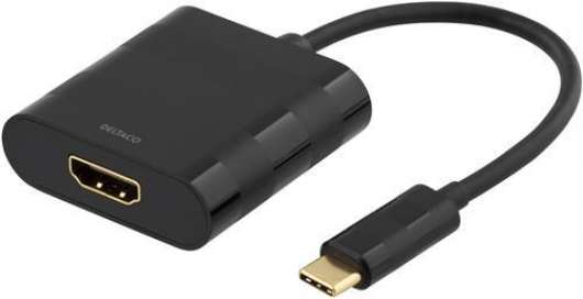 Deltaco USB 3.1 till HDMI adapter, USB typ C hane - HDMI hona, Svart