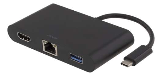 DELTACO USB-C dockningsstation, HDMI, RJ45, 1xUSB A, USB-C PD, svart