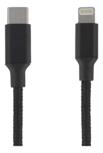 Deltaco USB-C till Lightning-kabel 0.5m tygklädd - Svart