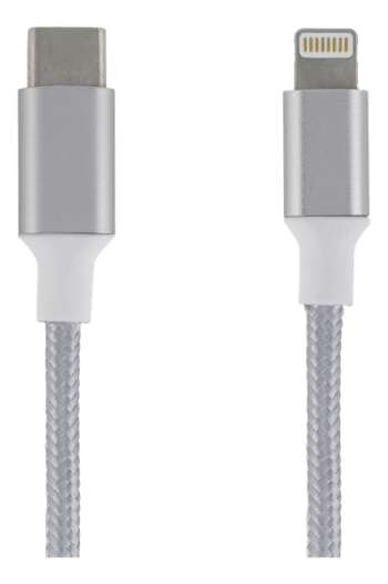 Deltaco USB-C till Lightning-kabel 1m tygklädd - Silver