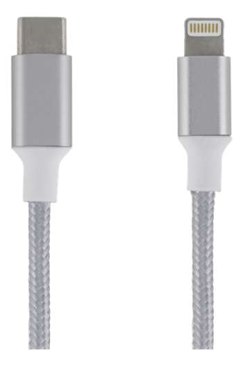 Deltaco USB-C till Lightning-kabel 2m tygklädd - Silver