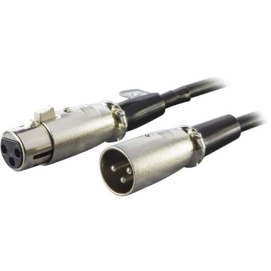 DELTACO XLR cable,3pin male to 3pin female - Svart 1m