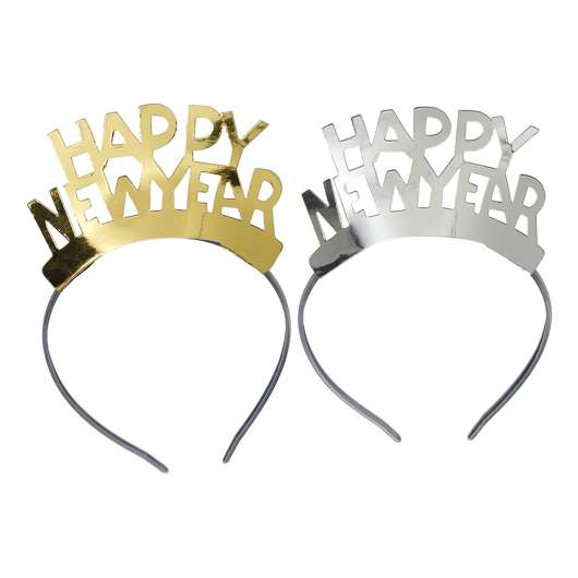 Diadem Happy New Year Silver/Guld - 8-pack