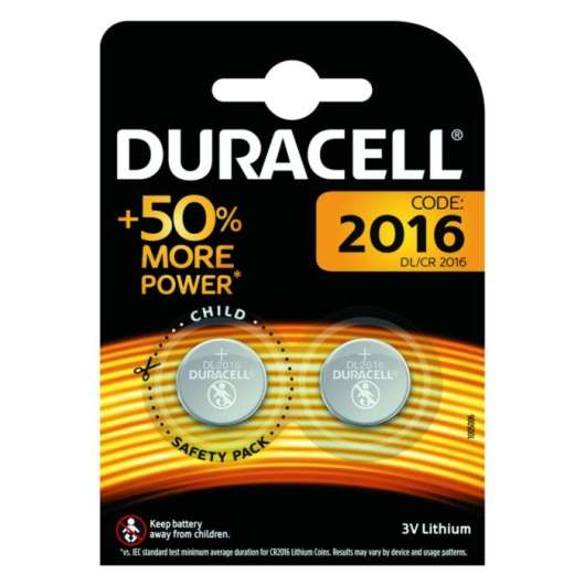 Duracell Litiumbatteri CR2016 2-pack