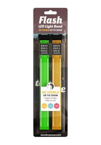 Flash LED-reflexband 2-pack Grön/gul