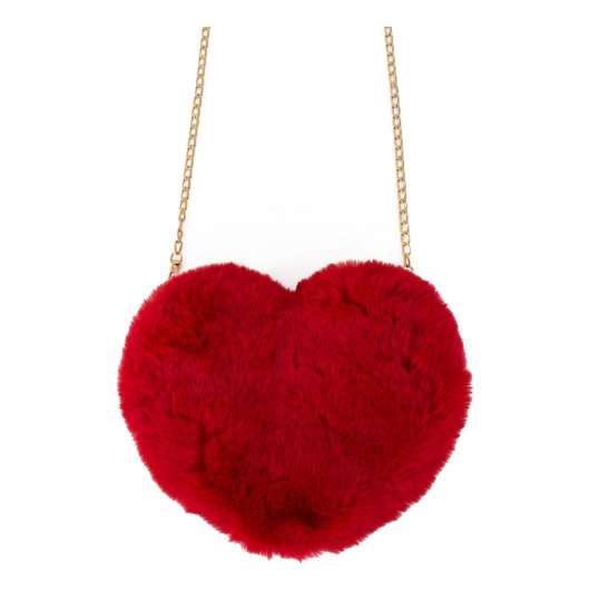 Fluffig Handväska Rött Hjärta
