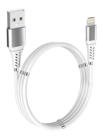 GADGETMONSTER Magnet kabel USB-A - Lightning, 1m - Vit