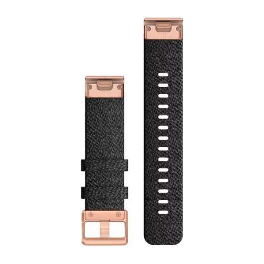 Garmin QuickFit 20 Small Nylon Band - Heathered Black with Rose Gold